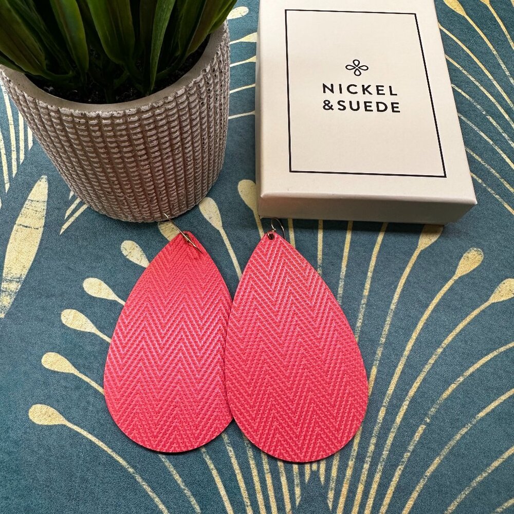 Large Nickel & Suede Earrings